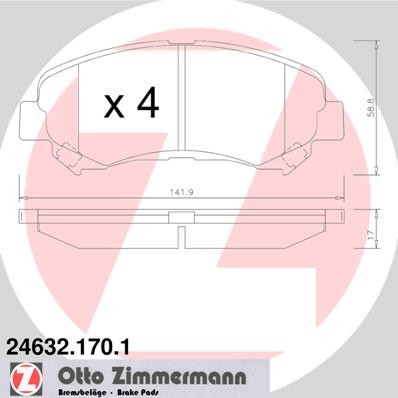 Слика на плочки ZIMMERMANN 24632.170.1 за Nissan Qashqai (J10,JJ10) 2.0 - 141 коњи бензин