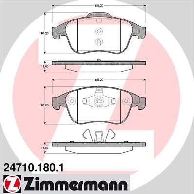 Слика на плочки ZIMMERMANN 24710.180.1 за Renault Megane 3 Hatchback 2.0 TCe 220 - 220 коњи бензин