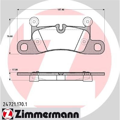 Слика на плочки ZIMMERMANN 24721.170.1 за Porsche 911 Convertible (991) 3.0 Carrera 4 - 370 коњи бензин