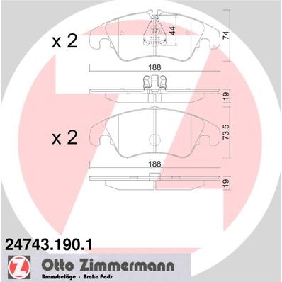 Слика на плочки ZIMMERMANN 24743.190.1 за Audi A4 Avant (8K5, B8) 1.8 TFSI - 170 коњи бензин