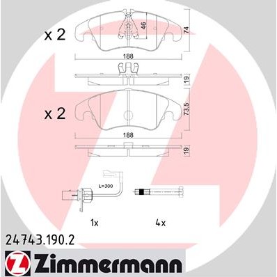 Слика на плочки ZIMMERMANN 24743.190.2 за Audi A7 Sportback (4GA) 3.0 TDI quattro - 313 коњи дизел