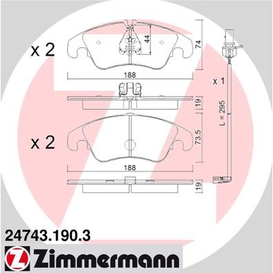 Слика на плочки ZIMMERMANN 24743.190.3 за Audi A4 Avant (8K5, B8) 1.8 TFSI - 170 коњи бензин