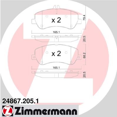 Слика на плочки ZIMMERMANN 24867.205.1 за Mercedes GLK-class (x204) 350 CDI 4-matic (204.992) - 224 коњи дизел