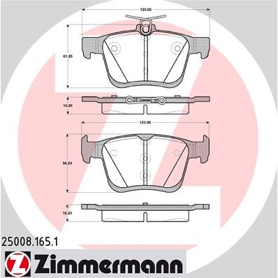 Слика на плочки ZIMMERMANN 25008.165.1 за Audi A3 Sedan (8VS) 1.6 TDI - 105 коњи дизел