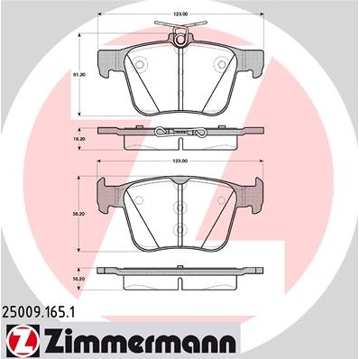 Слика на плочки ZIMMERMANN 25009.165.1 за Audi A3 Sedan (8VS) 1.6 TDI - 110 коњи дизел