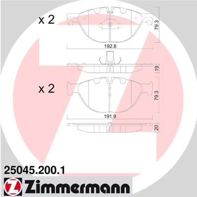 Слика на плочки ZIMMERMANN 25045.200.1 за BMW 5 Sedan F10 ActiveHybrid - 340 коњи бензин/ електро