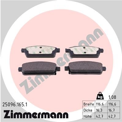 Слика на плочки ZIMMERMANN 25096.165.1 за Opel Astra GTC 1.6 - 180 коњи бензин