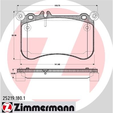 Слика на плочки ZIMMERMANN 25219.180.1 за Mercedes S-class Coupe (c216) CL 500 4-matic (216.394) - 435 коњи бензин