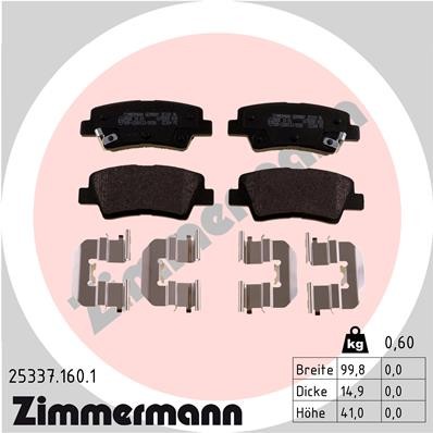 Слика на плочки ZIMMERMANN 25337.160.1 за Hyundai i40 CW 2.0 GDI - 165 коњи бензин