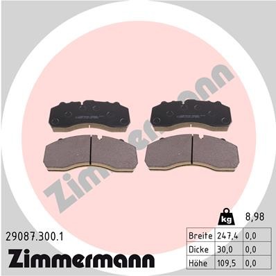 Слика на плочки ZIMMERMANN 29087.300.1 за камион DAF F 3300 FAT 3325 DKX - 354 коњи дизел