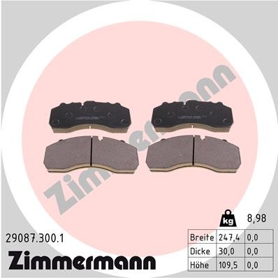 Слика на плочки ZIMMERMANN 29087.300.1 за камион Scania 2 Series 82 M/210 - 211 коњи дизел