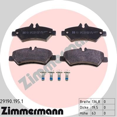 Слика на плочки ZIMMERMANN 29190.195.1 за Mercedes Sprinter 5-t Box (906) 511 CDI 4x4 (906.653, 906.6355, 906.657) - 109 коњи дизел