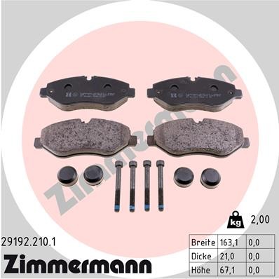 Слика на плочки ZIMMERMANN 29192.210.1 за Mercedes Sprinter 3-t Bus (906) 216 CDI (906.711, 906.713) - 163 коњи дизел