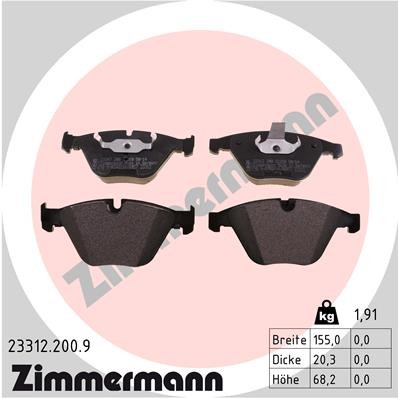 Слика на плочки ZIMMERMANN pb:z 23312.200.9 за BMW 7 Limousine E65 730 i,Li - 231 коњи бензин