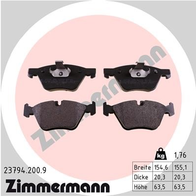 Слика на плочки ZIMMERMANN pb:z 23794.200.9 за BMW 3 Sedan E90 330 d xDrive - 245 коњи дизел