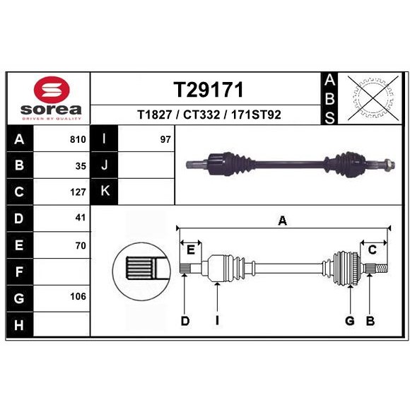 Слика на Полуосовина EAI T29171 за Citroen Jumper BUS 2.2 HDi 120 - 120 коњи дизел