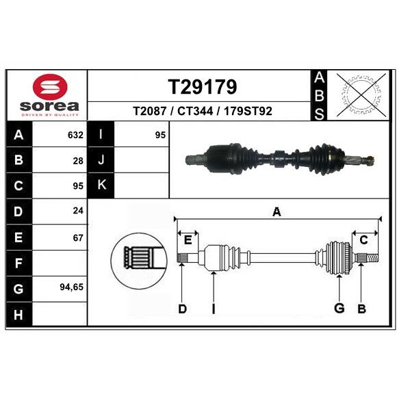 Слика на Полуосовина EAI T29179 за Peugeot 4008 1.8 HDi AWC - 150 коњи дизел