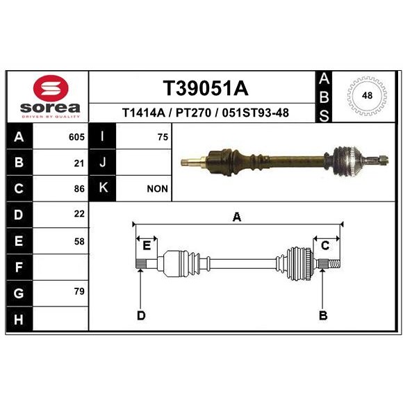 Слика на Полуосовина EAI T39051A