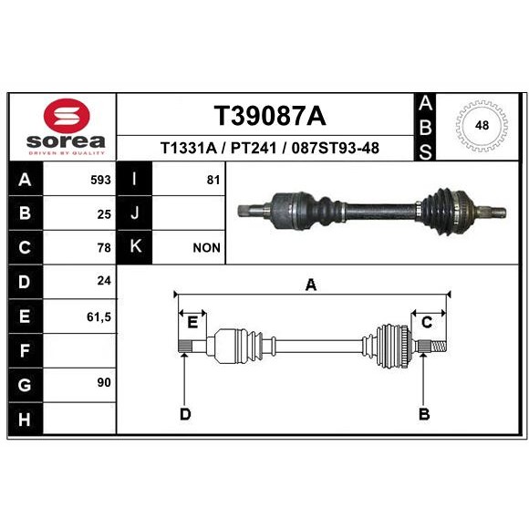 Слика на Полуосовина EAI T39087A