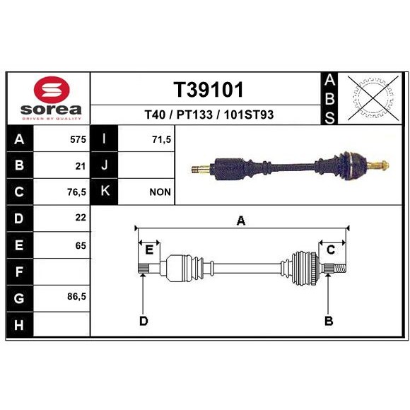 Слика на Полуосовина EAI T39101 за Peugeot 205 (20A,C) 1.4 - 84 коњи бензин