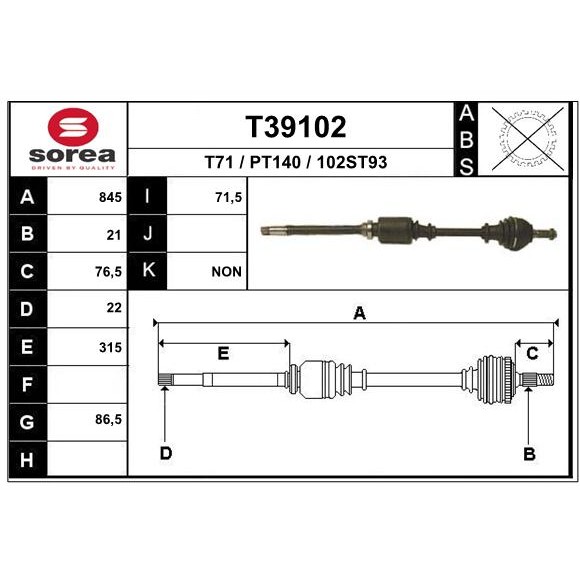 Слика на Полуосовина EAI T39102