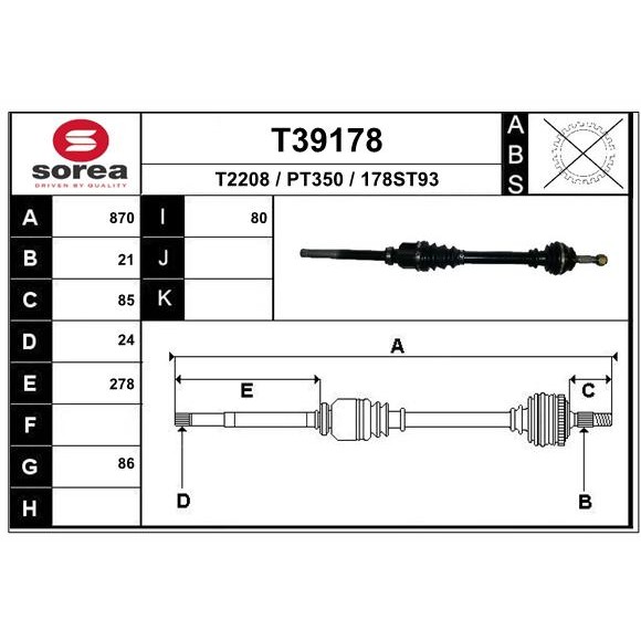 Слика на Полуосовина EAI T39178