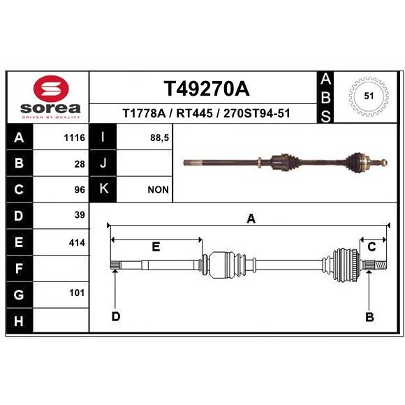 Слика на Полуосовина EAI T49270A