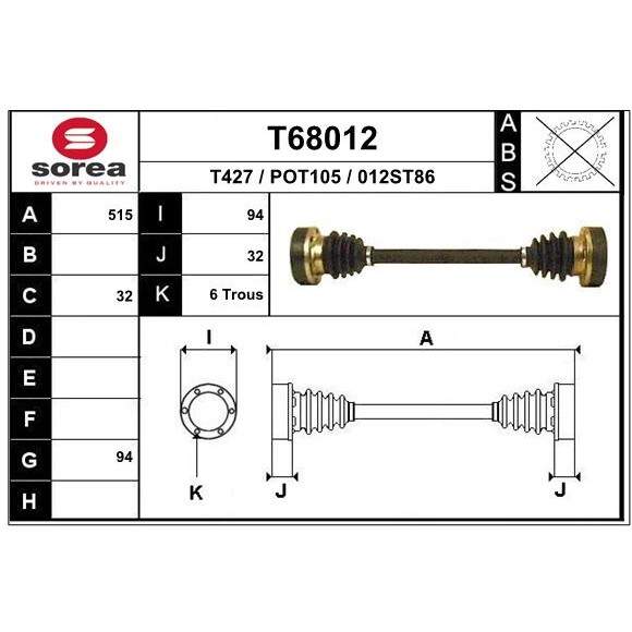 Слика на Полуосовина EAI T68012