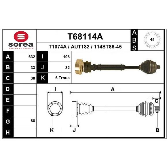 Слика на Полуосовина EAI T68114A