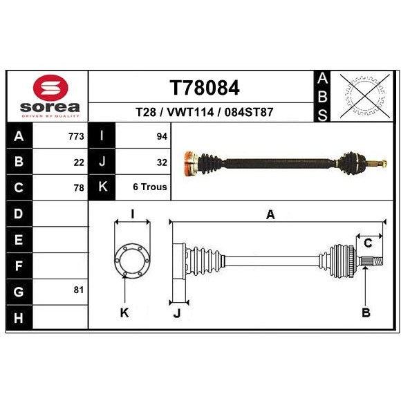 Слика на Полуосовина EAI T78084