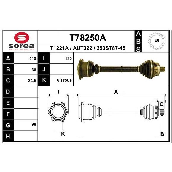 Слика на Полуосовина EAI T78250A