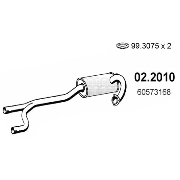 Слика на преден издувен лонец ASSO 02.2010 за Alfa Romeo 155 (167) Sedan 2.0 16V Turbo Q4 (167.A2B, 167.A2C, 167.A2E) - 186 коњи бензин