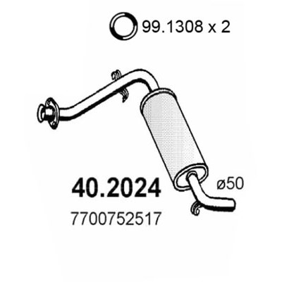 Слика на преден издувен лонец ASSO 40.2024 за Renault 25 (B29) 2.1 Diesel (B296) - 69 коњи дизел