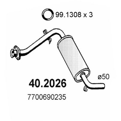 Слика на преден издувен лонец ASSO 40.2026 за Renault Espace 1 2.0 (J/S112) - 101 коњи бензин