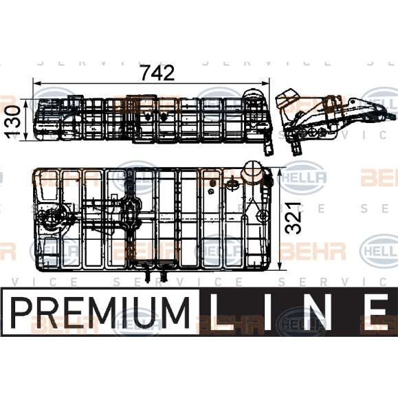 Слика на Преливен сад за разладна течност HELLA BEHR  SERVICE  PREMIUM LINE 8MA 376 705-241 за камион MAN F 90 19.242 FS,19.242 FLS,19.242 FLLS - 241 коњи дизел