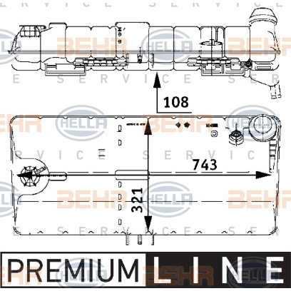 Слика на Преливен сад за разладна течност HELLA BEHR  SERVICE  PREMIUM LINE 8MA 376 705-331 за камион MAN E 2000 28.410 FANLC - 410 коњи дизел