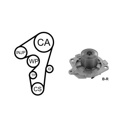 Слика на ребрест ремен сет со водна пумпа AIRTEX WPK-1595R02 за Fiat Punto 199 1.9 D Multijet - 120 коњи дизел