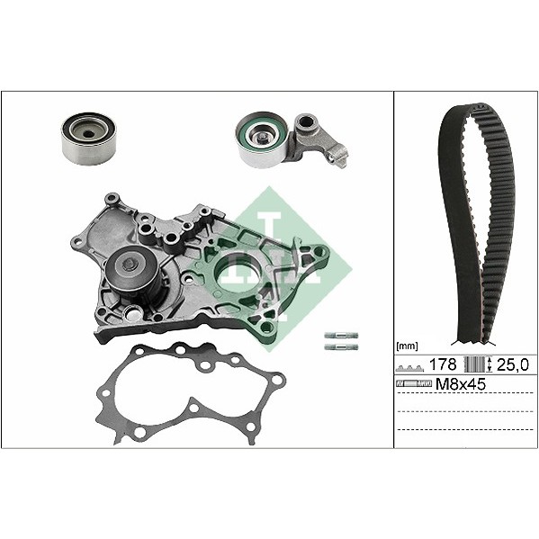 Слика на ребрест ремен сет со водна пумпа INA 530 0422 30 за Toyota Avensis Verso (ACM2) 2.0 D-4D - 116 коњи дизел