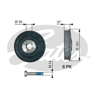 Слика на ременица, радалица GATES DriveAlign® TVD1002A за Citroen Jumpy U6U 1.9 D 70 - 69 коњи дизел