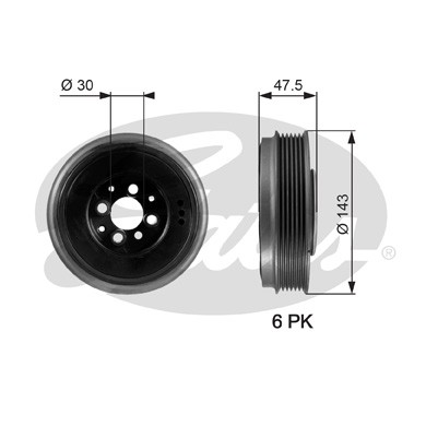 Слика на ременица, радалица GATES DriveAlign® TVD1003 за Seat Ibiza 2 (6K) 1.9 D - 68 коњи дизел