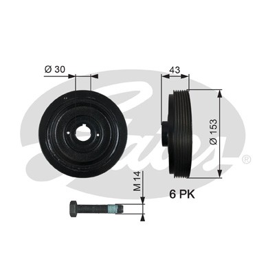 Слика на ременица, радалица GATES DriveAlign® TVD1005A за Peugeot Expert Platform (223) 1.9 D - 70 коњи дизел