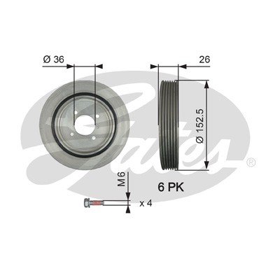 Слика на ременица, радалица GATES DriveAlign® TVD1011A за Citroen Jumpy U6U 1.9 D 70 - 69 коњи дизел