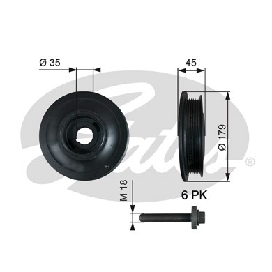 Слика на ременица, радалица GATES DriveAlign® TVD1012A за Saab 9-5 Saloon (YS3E) 2.2 TiD - 120 коњи дизел