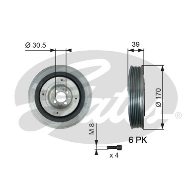 Слика на ременица, радалица GATES DriveAlign® TVD1013A за Fiat Bravo 182 1.9 JTD - 100 коњи дизел