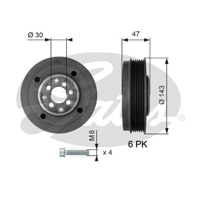 Слика на ременица, радалица GATES DriveAlign® TVD1014A за VW Jetta 4 (1J2) 1.9 TDI - 150 коњи дизел