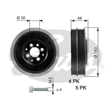 Слика на ременица, радалица GATES DriveAlign® TVD1015A за Skoda Superb Sedan (3U4) 1.9 TDI - 101 коњи дизел