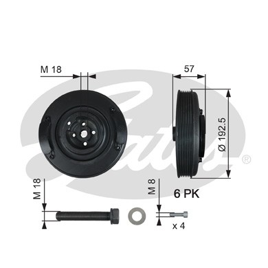 Слика на ременица, радалица GATES DriveAlign® TVD1033A за VW Transporter T4 Platform 2.0 - 84 коњи бензин