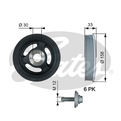 Слика на ременица, радалица GATES DriveAlign® TVD1061A за Citroen C4 Coupe LA 1.6 HDi - 109 коњи дизел