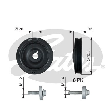 Слика на ременица, радалица GATES DriveAlign® TVD1126A за Dacia Logan LS 1.5 dCi (LS0J, LS0Y) - 65 коњи дизел