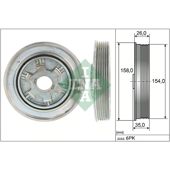 Слика на ременица, радалица INA 544 0112 10 за Peugeot 4007 (GP) 2.2 HDi - 156 коњи дизел